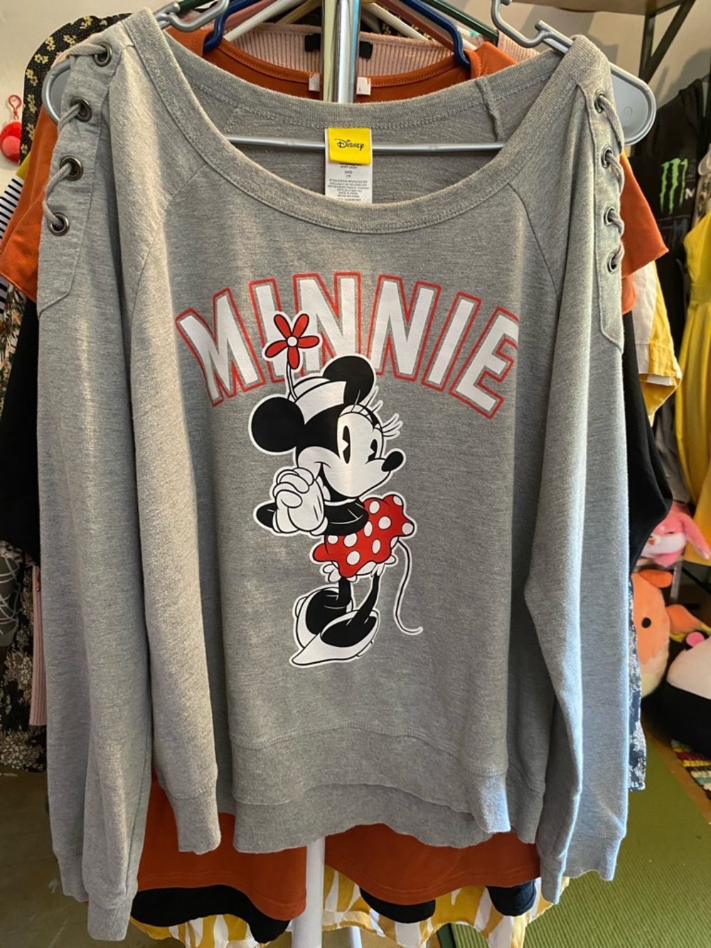 Disney Grey Minnie Mouse Pullover with Red Accents - Picture 1 of 3